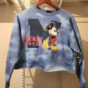 Womens Medium Disney Sweater Crop Mickey Mouse
